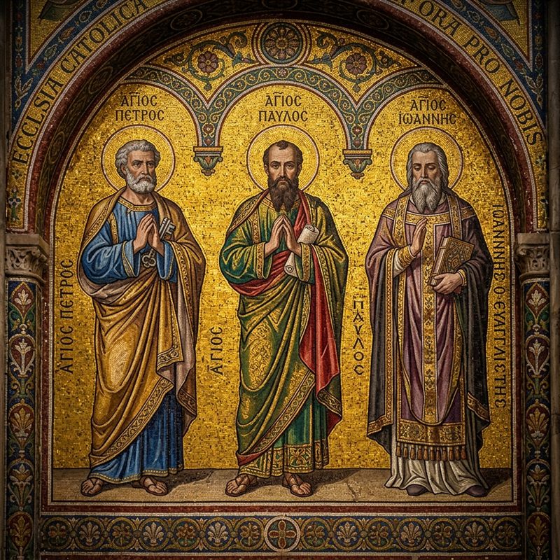 Mosaico dos Santos e Apóstolos em Oração